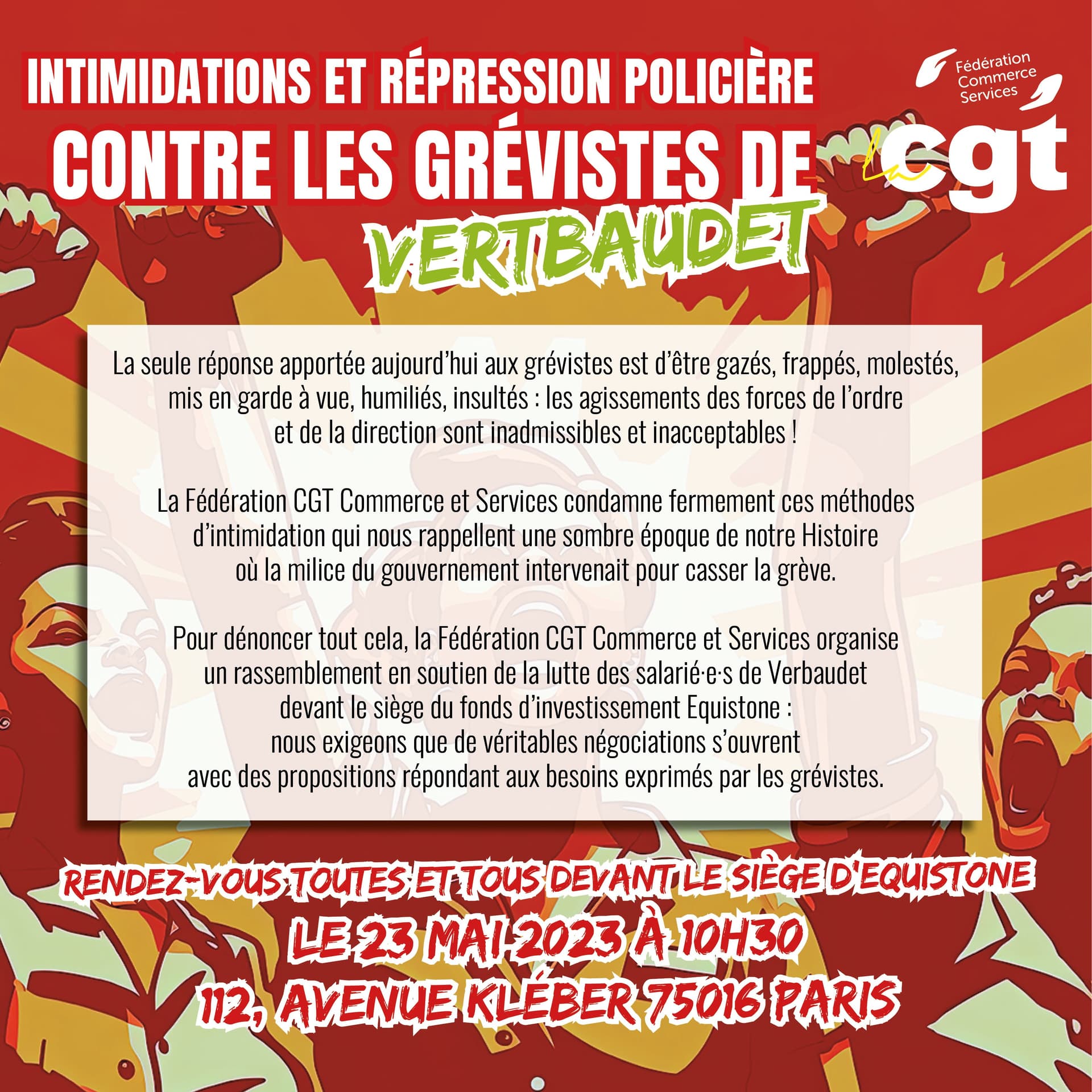 Rassemblement de soutien aux grévistes de Vertbaudet