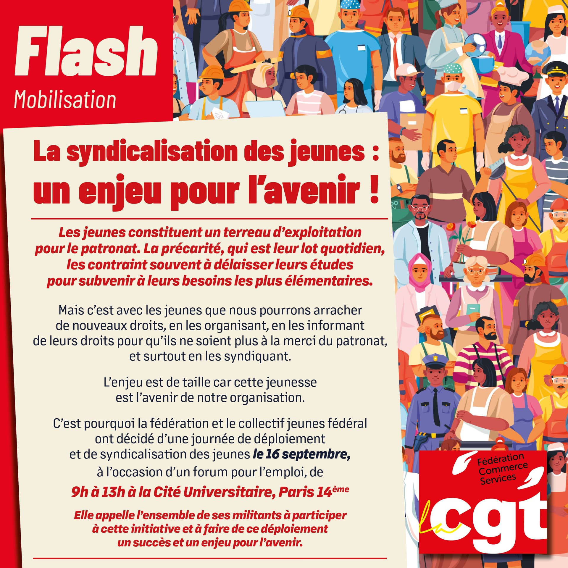 Syndicalisation des jeunes : mobilisation le 16 septembre