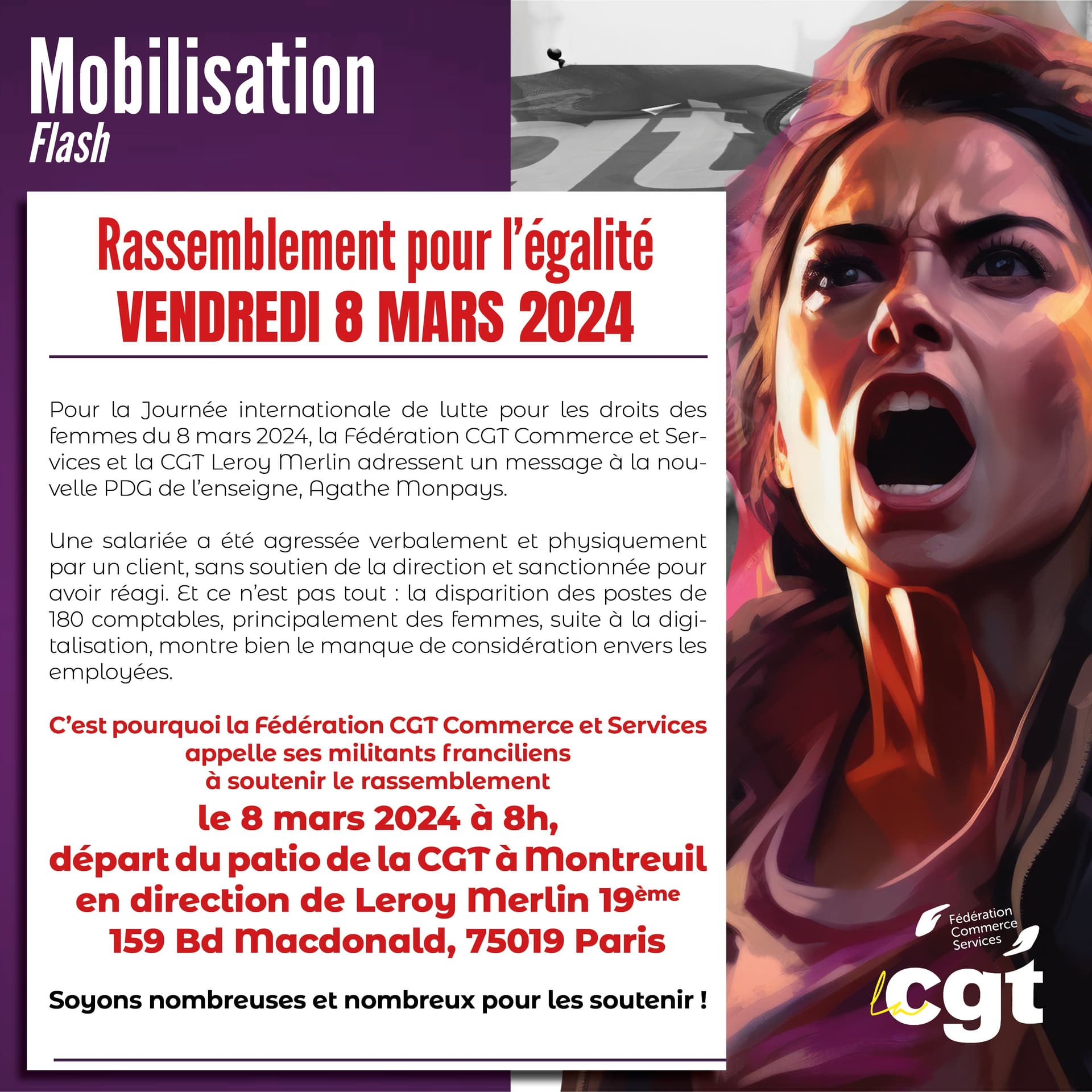 Rassemblement pour l'égalité chez Leroy Merlin le 8 mars