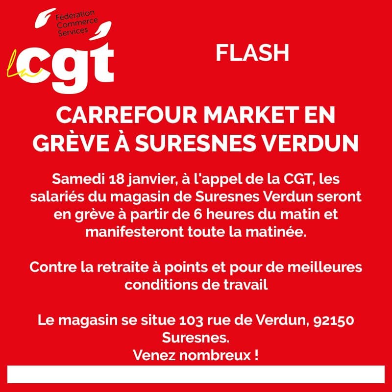 Grève à Carrefour Market Suresnes Verdun