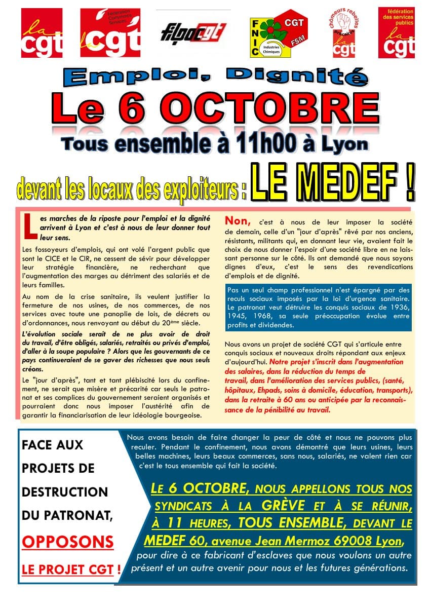 Emploi, Dignité - Marche le 6 octobre à Lyon