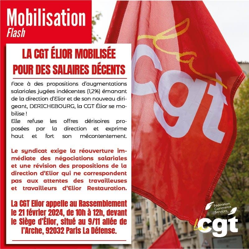 La CGT Elior mobilisée pour des salaires décents
