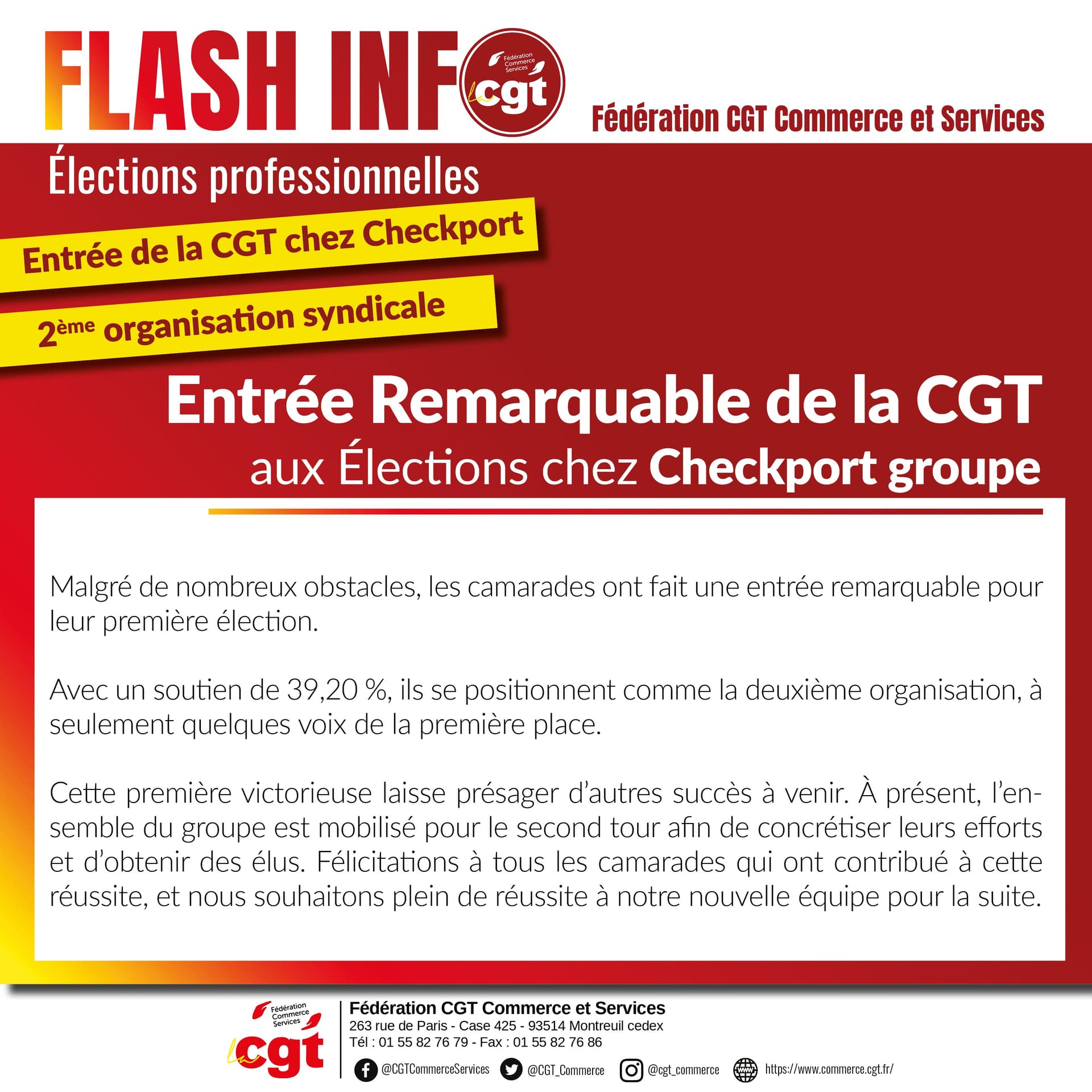 CGT en deuxième position aux élections chez Checkport