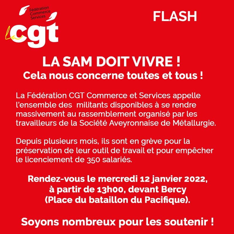 La SAM doit vivre ! Mobilisation le 12 janvier à Bercy