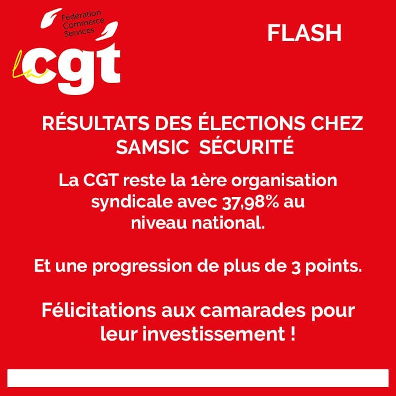 La CGT progresse de 3 points chez Samsic Sécurité