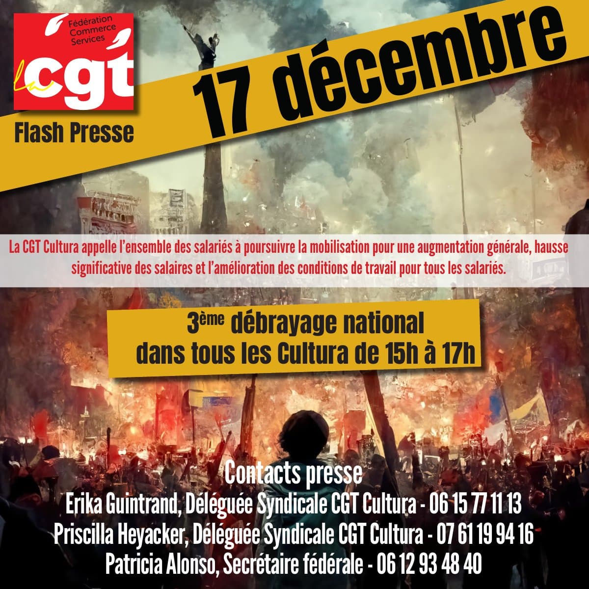 CGT Cultura appelle à la mobilisation le 17 décembre