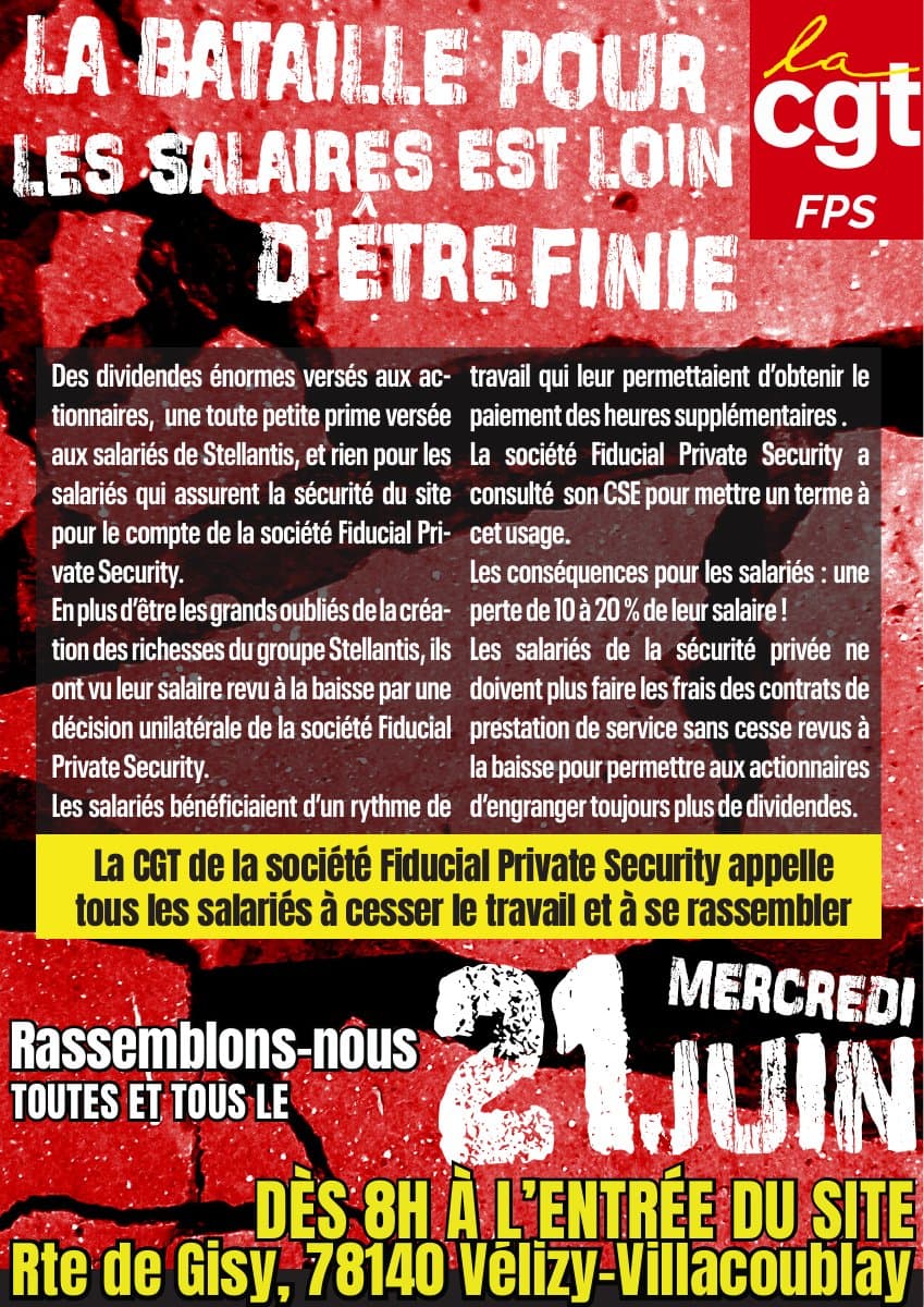 Bataille pour les salaires : mobilisation le 21 juin