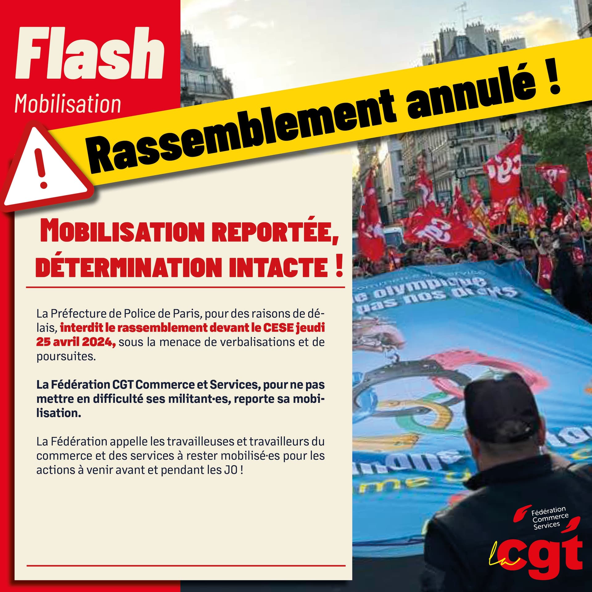 Rassemblement JO annulé : la mobilisation continue