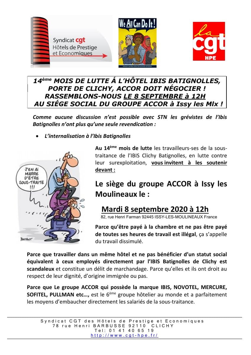 14 mois de lutte à l'Ibis Batignolles : ACCOR doit négocier !