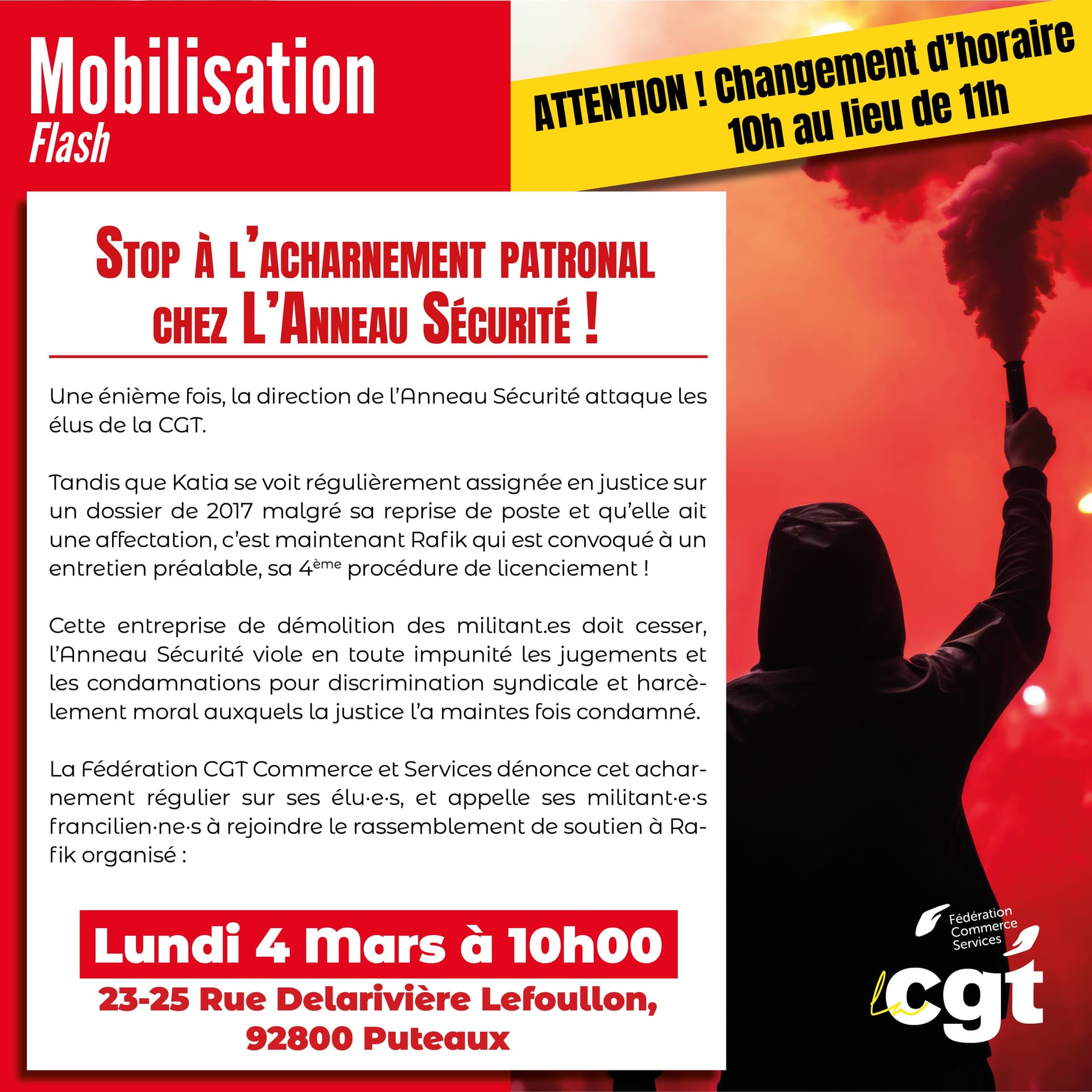 Stop à l'acharnement patronal chez L'Anneau Sécurité