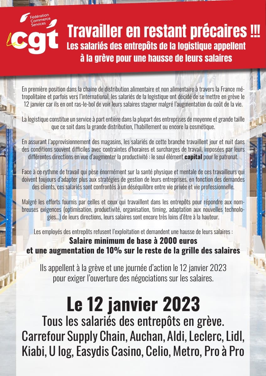 Grève des entrepôts logistiques : les salaires doivent augmenter !