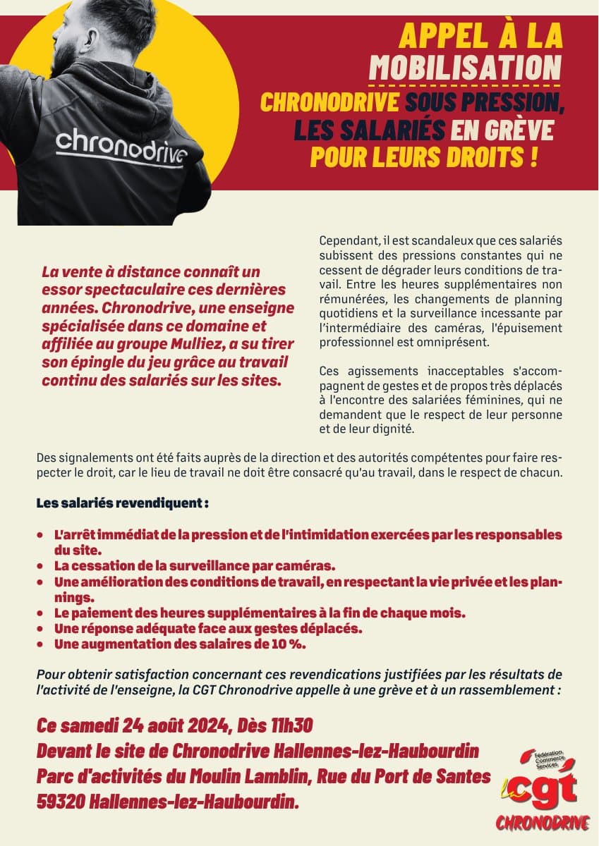 Chronodrive sous pression : les salariés en grève pour leurs droits !