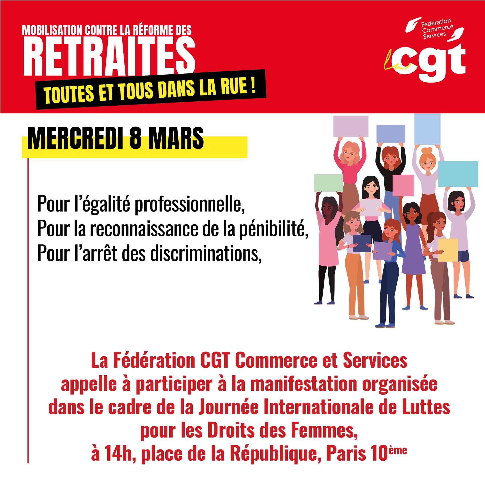 8 mars : mobilisation pour l'égalité professionnelle des femmes