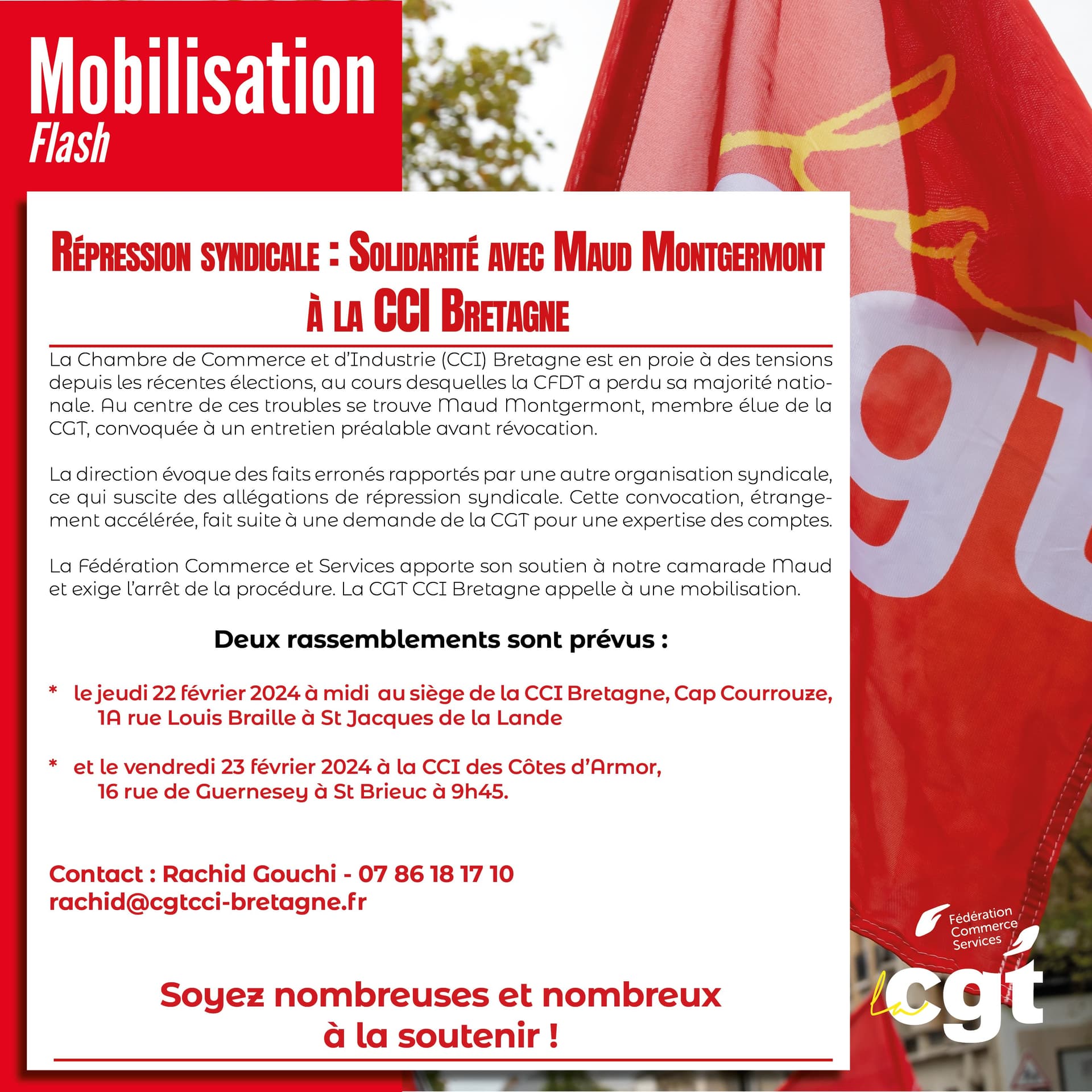 Solidarité avec Maud Montgermont à la CCI Bretagne