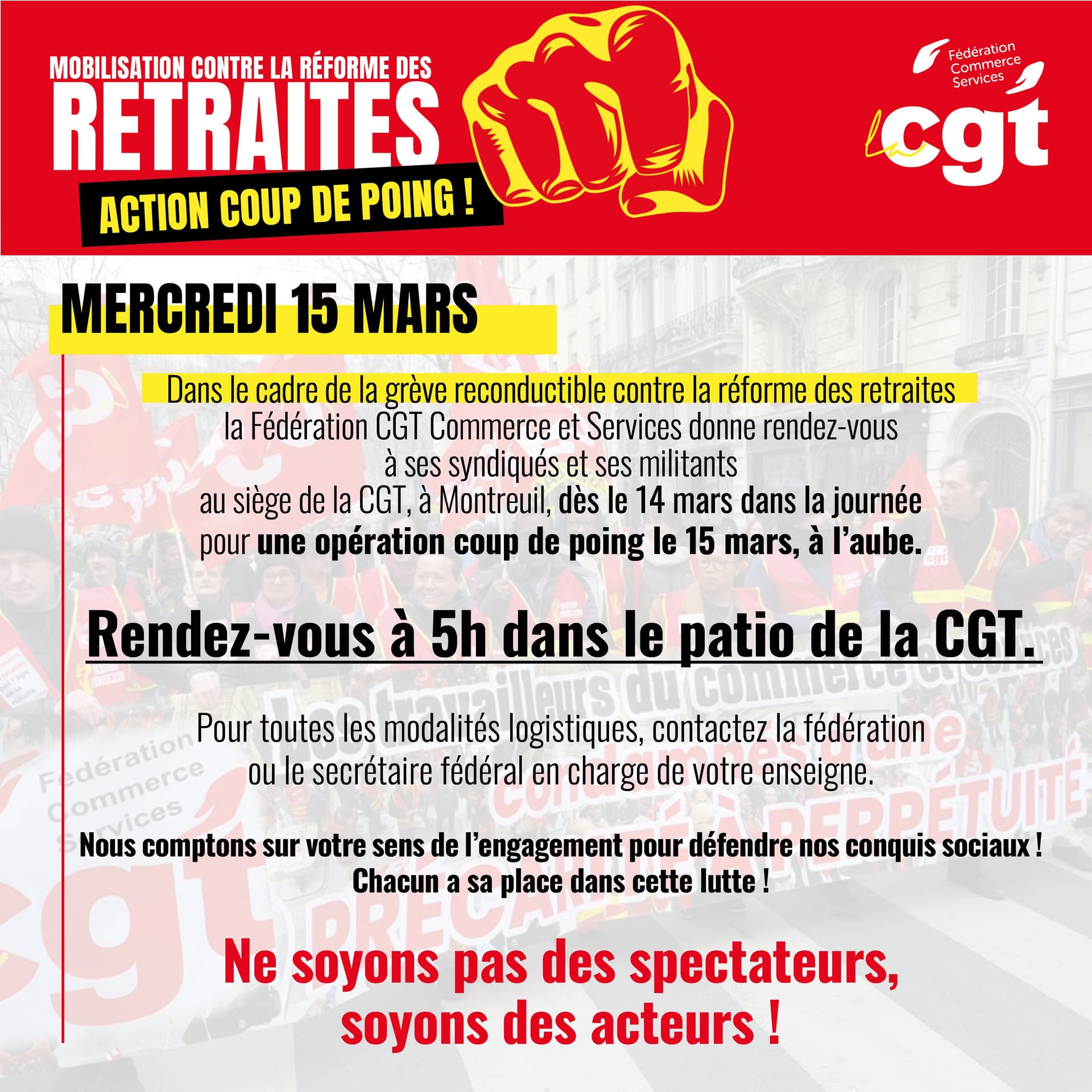 Action coup de poing contre la réforme des retraites le 15 mars