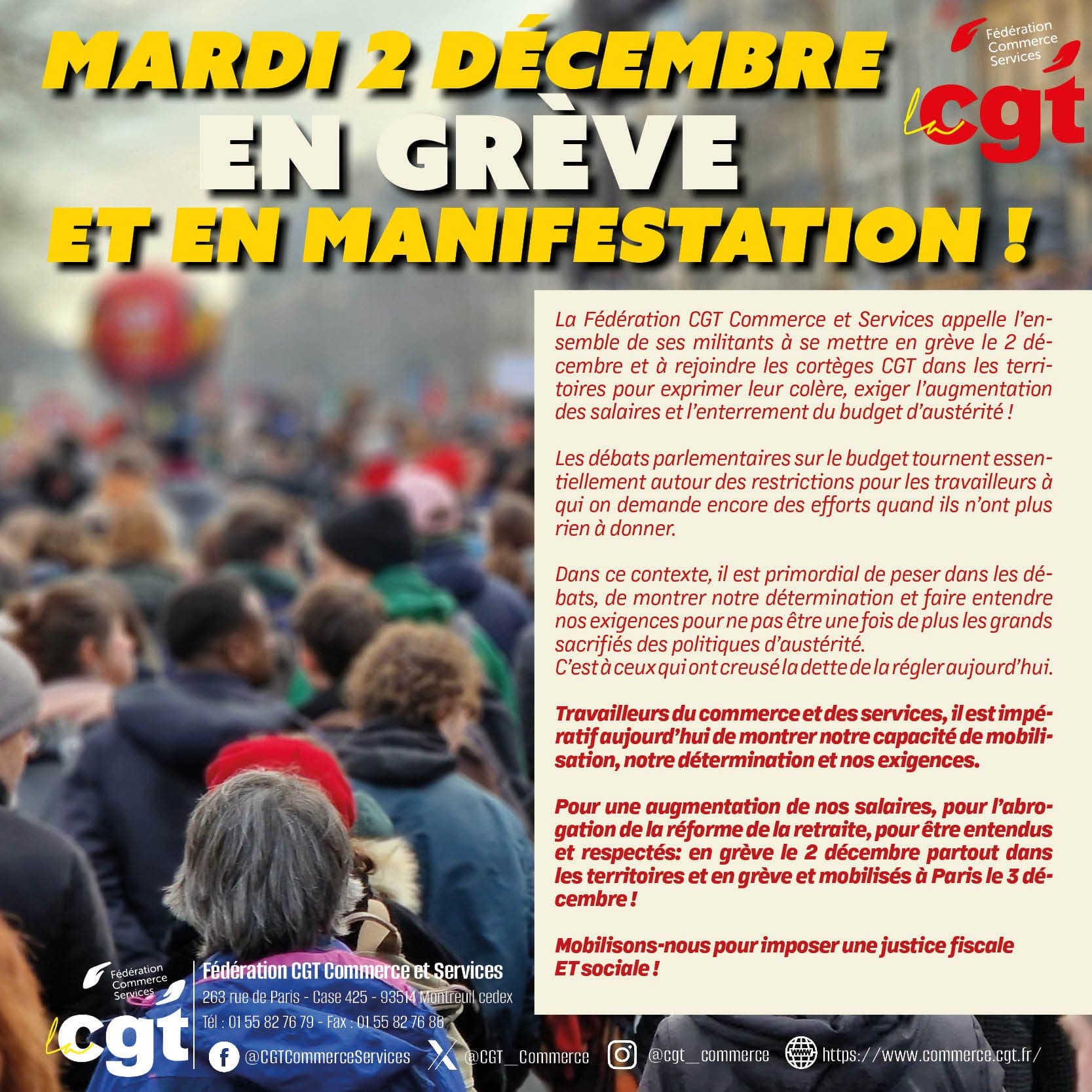 2 décembre : grève et manifestation interpro