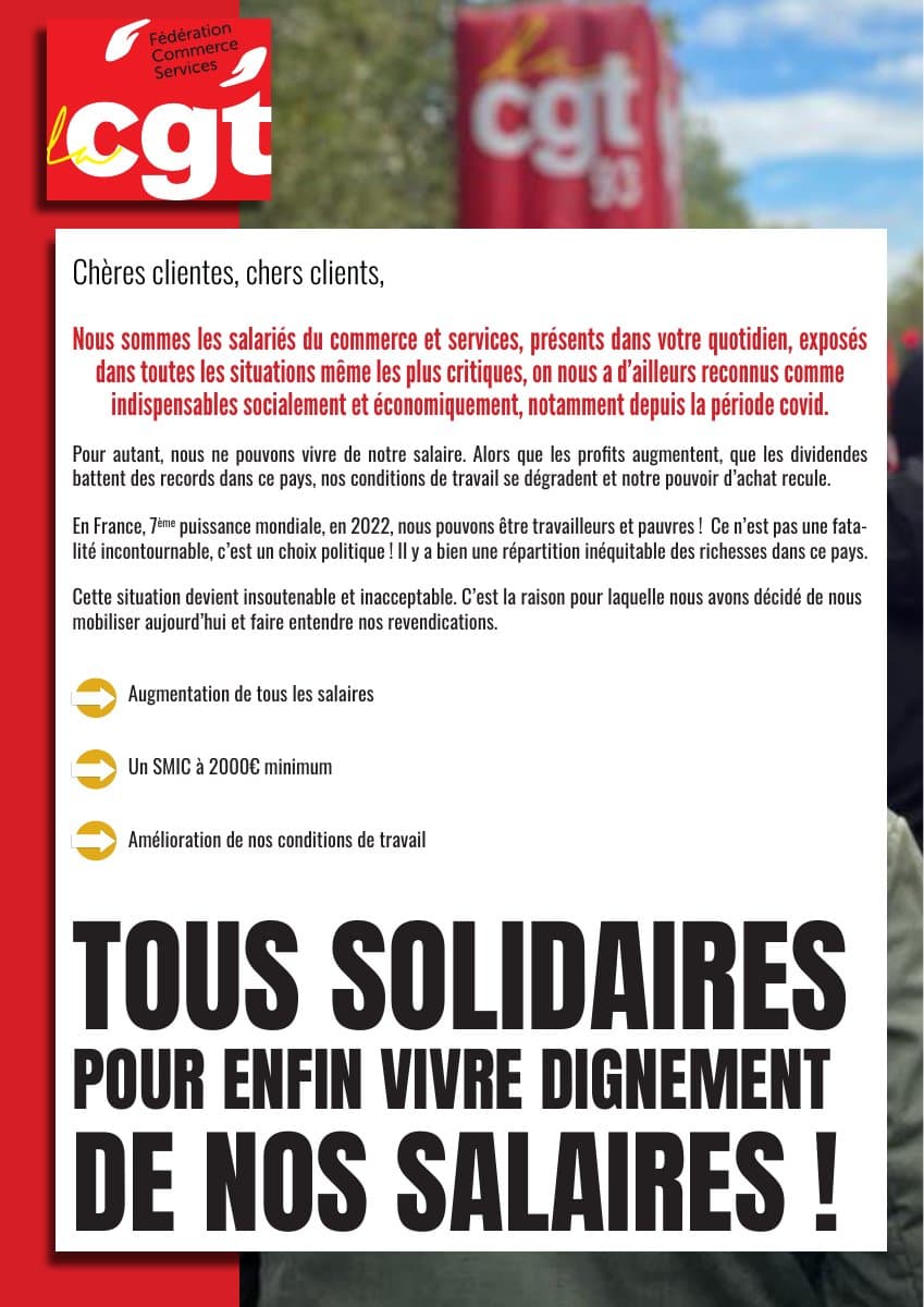 Salaires : exigeons de pouvoir vivre dignement !