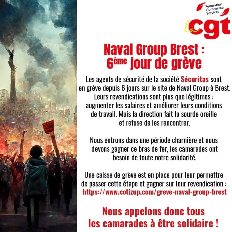Naval Group Brest : 6e jour de grève des agents de sécurité