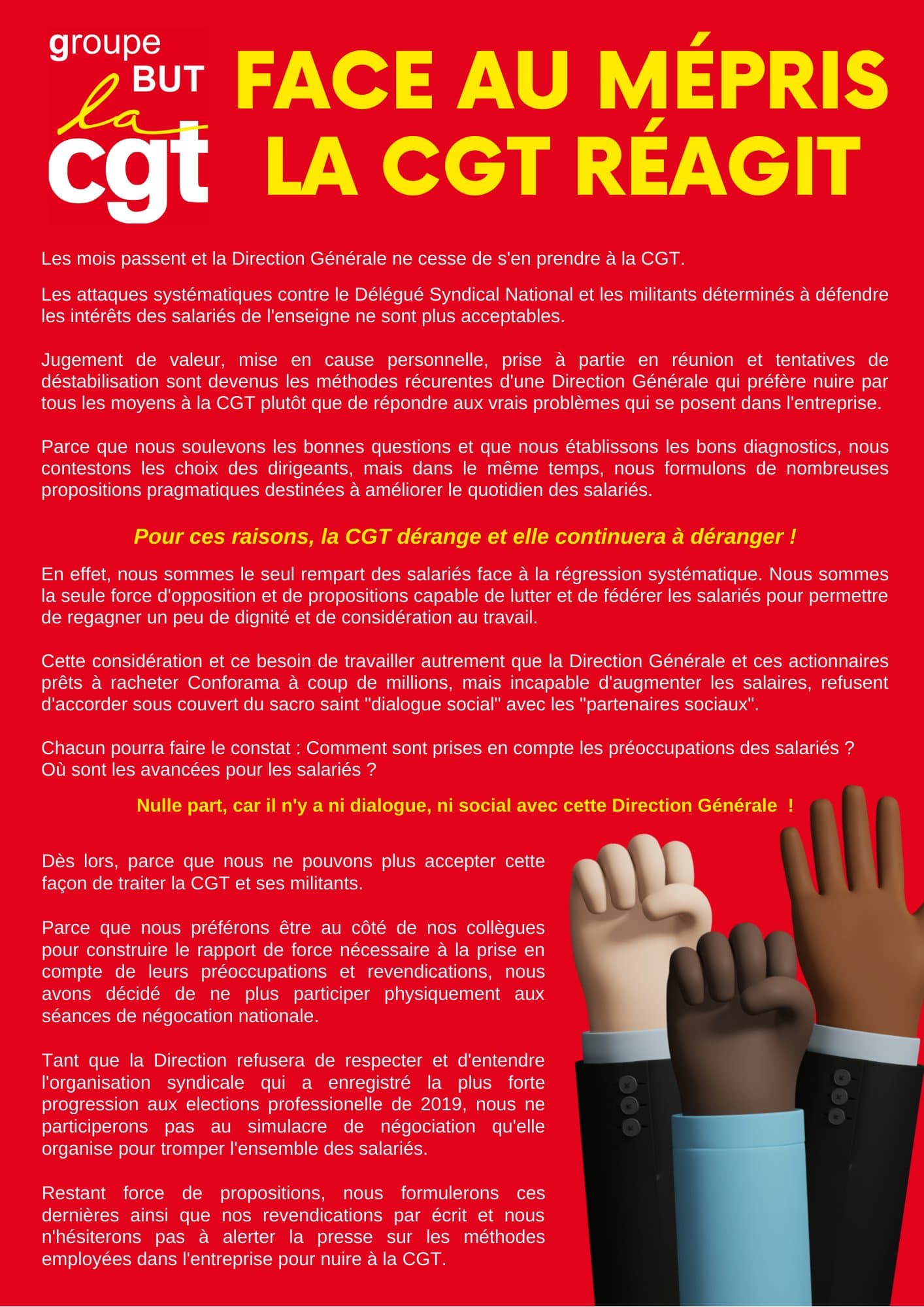 Face au mépris : la CGT réagit et continue la lutte
