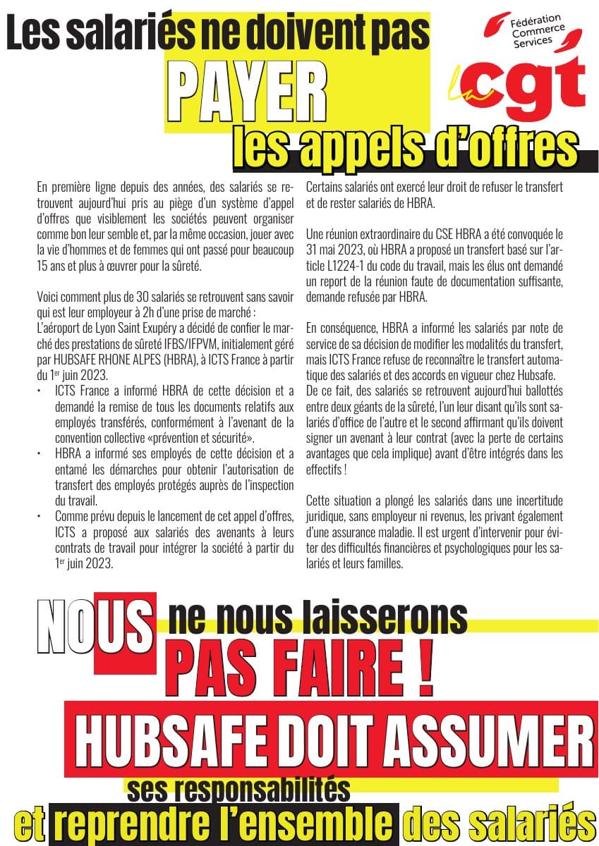 Les salariés ne doivent pas payer les appels d'offres