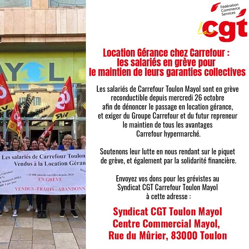 Grève chez Carrefour Toulon pour défendre les garanties collectives