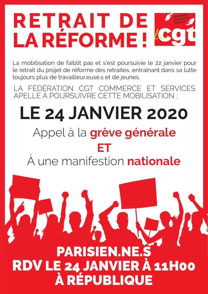 Retrait de la réforme ! Grève et manifestation le 24 janvier