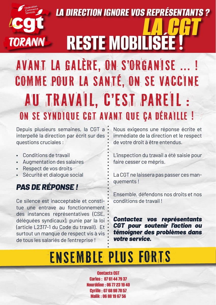 Torann : la CGT reste mobilisée face au silence de la direction