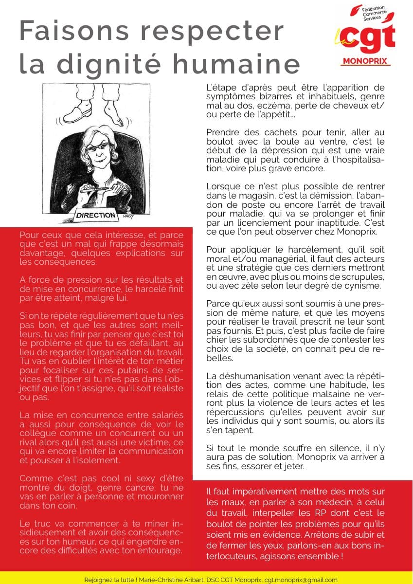 Faisons respecter la dignité humaine chez Monoprix