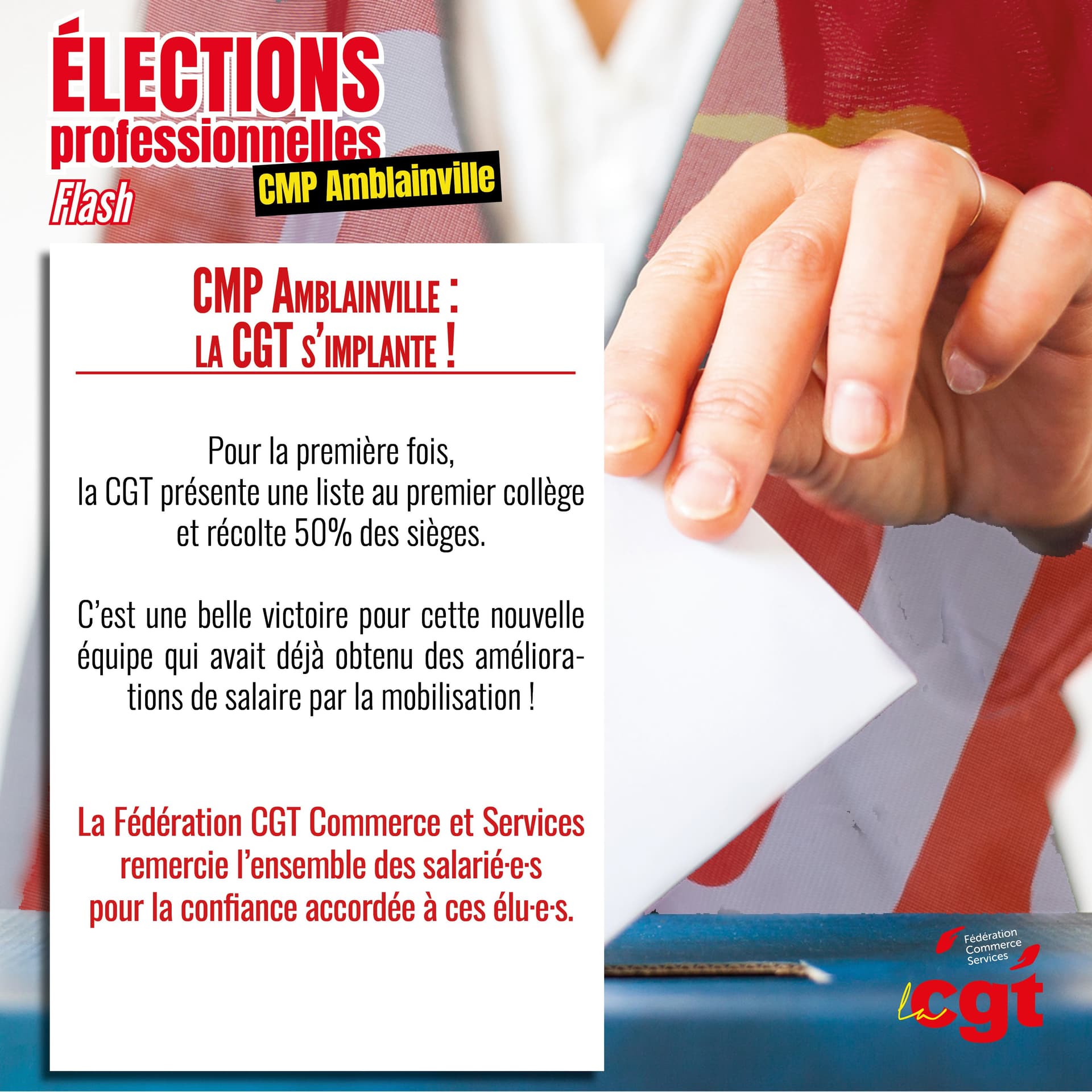 CMP Amblainville : la CGT s'implante avec 50% des sièges