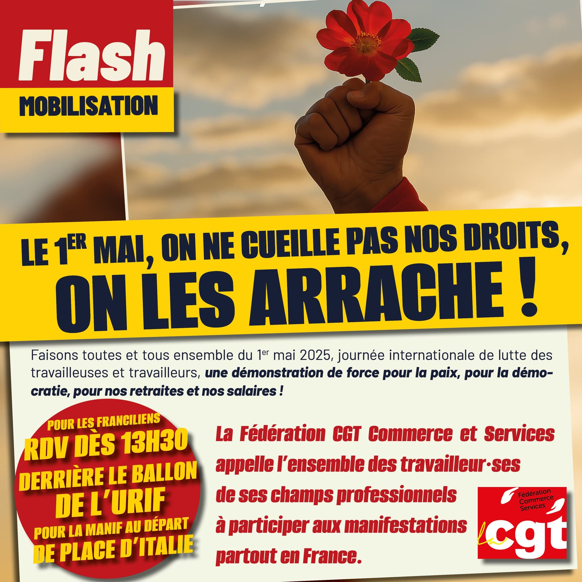 1er mai 2025 : Départ collectif vers Place d'Italie