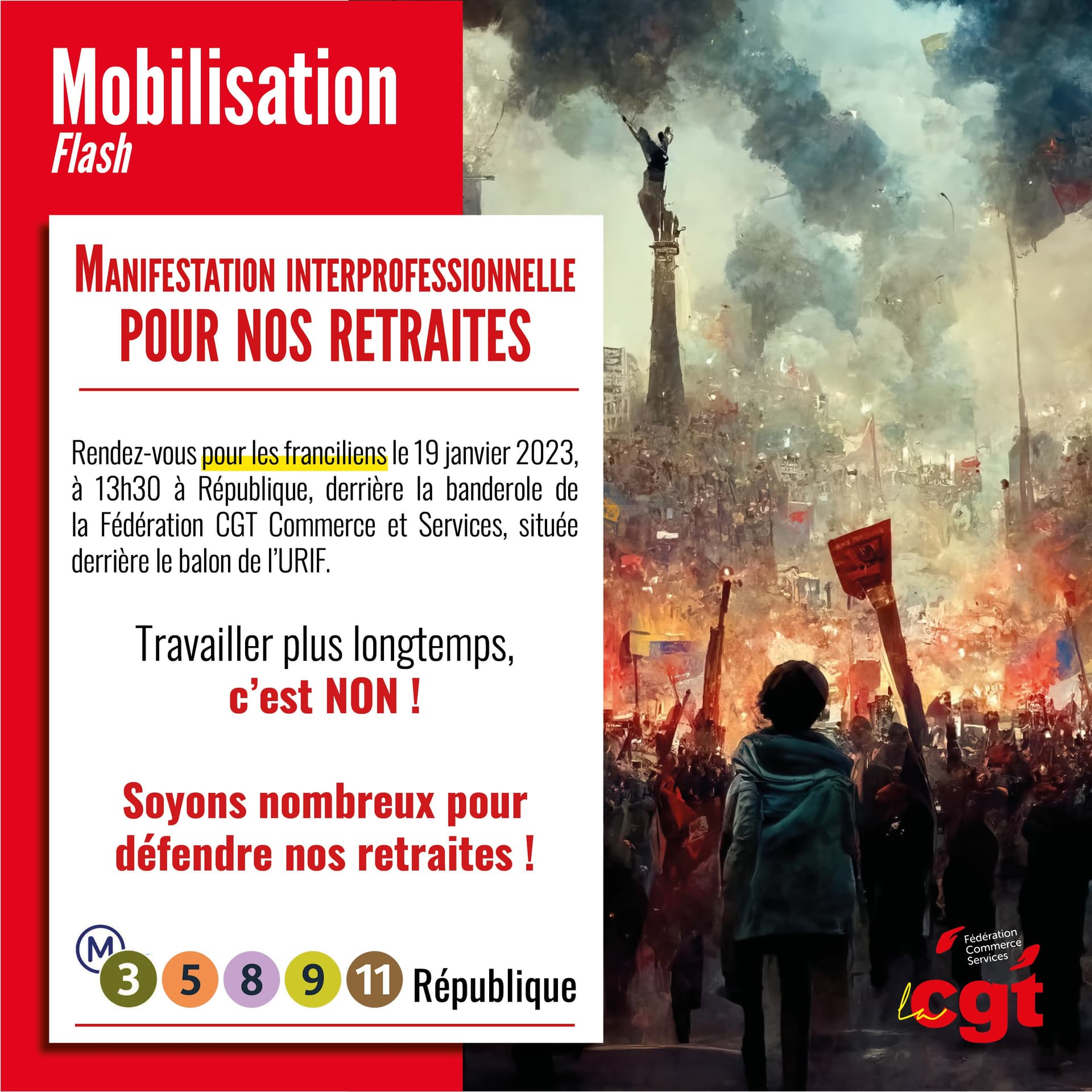 Manifestation interprofessionnelle pour nos retraites le 19 janvier