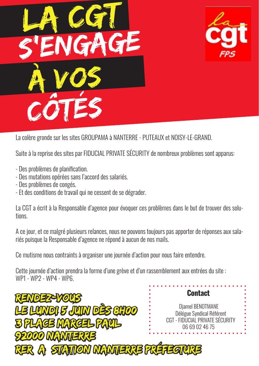 La CGT s'engage à vos côtés - Grève le 5 juin
