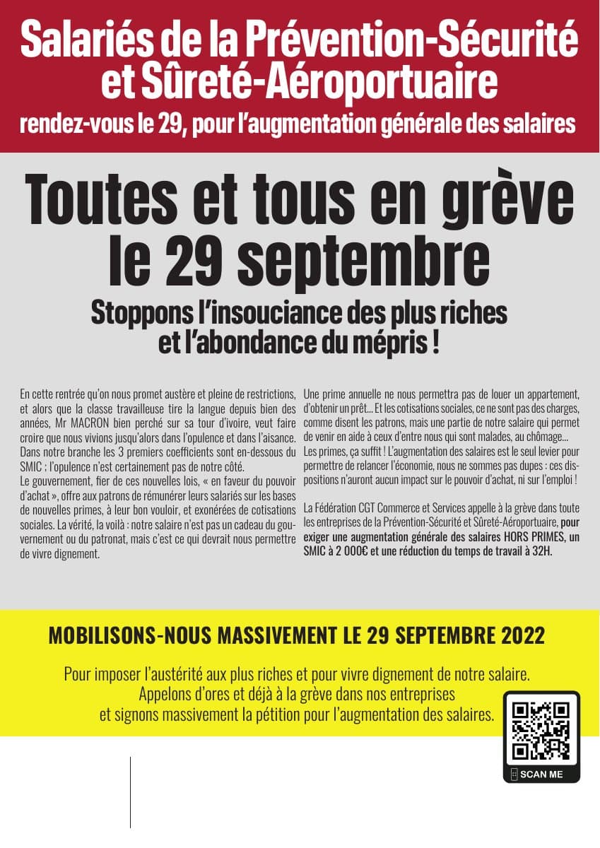 29 septembre : grève générale pour l'augmentation des salaires