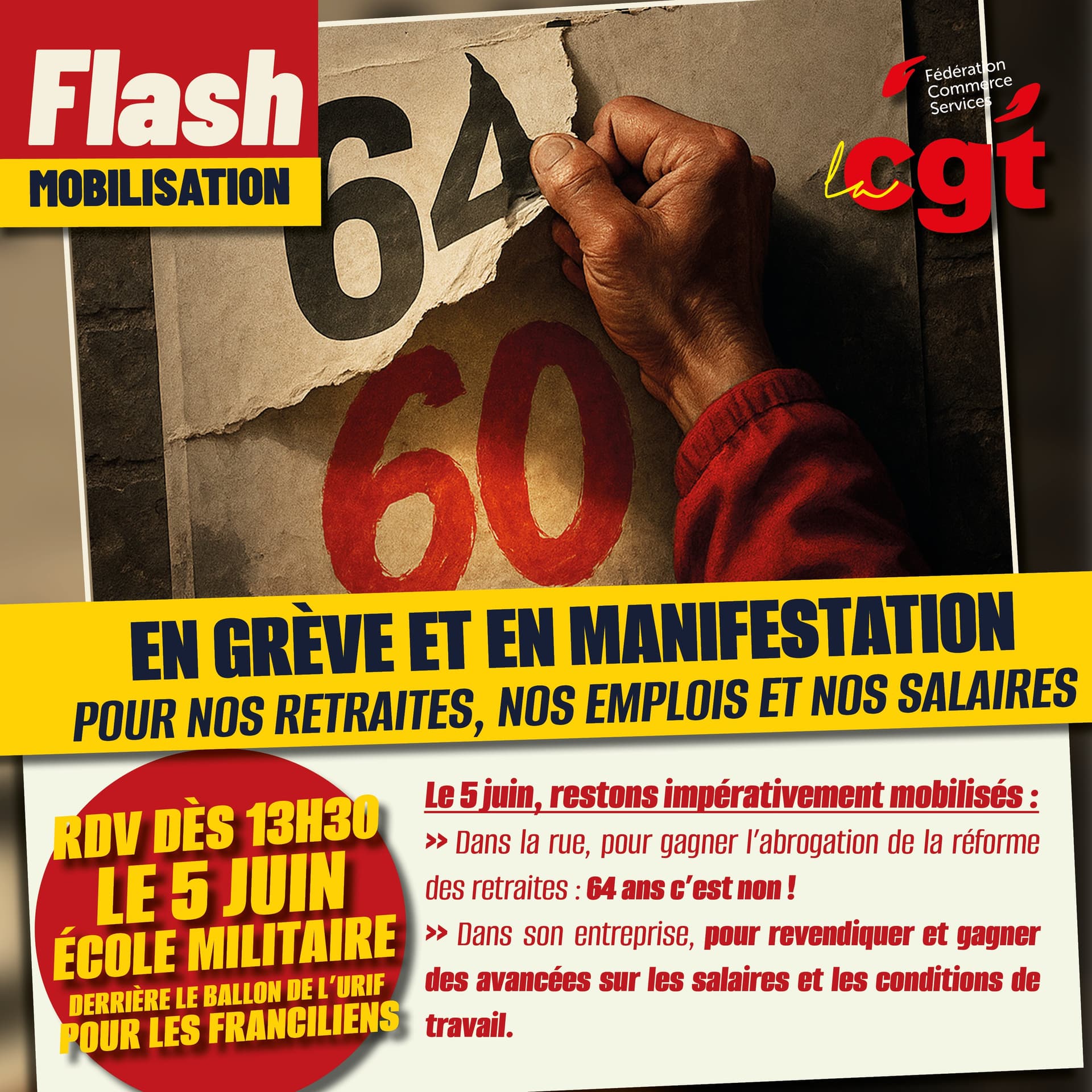 5 juin : grève et manifestation pour les retraites et salaires