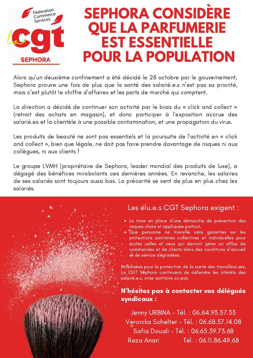 Sephora : la santé des salarié·es sacrifiée au profit