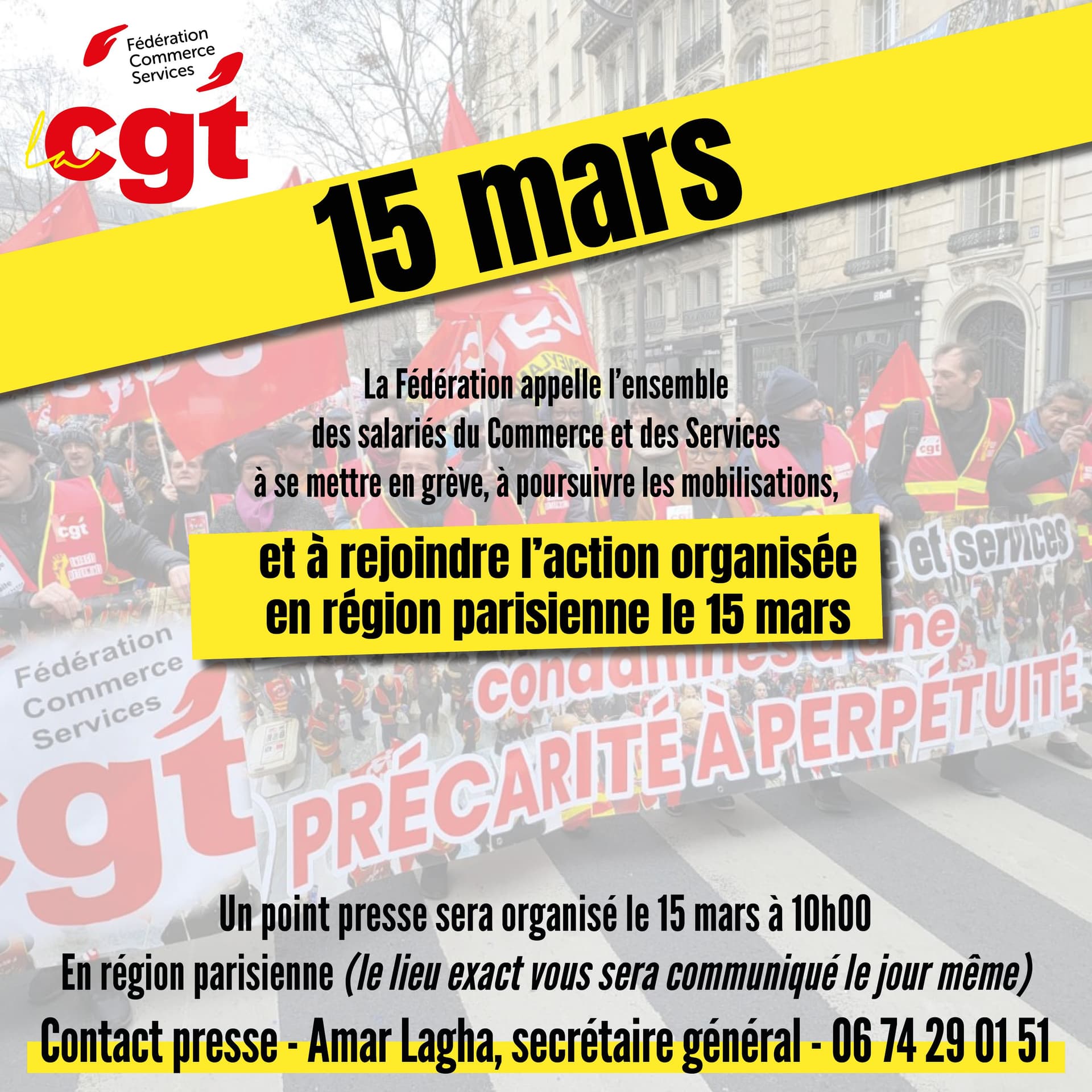 Appel à la grève du 15 mars en région parisienne