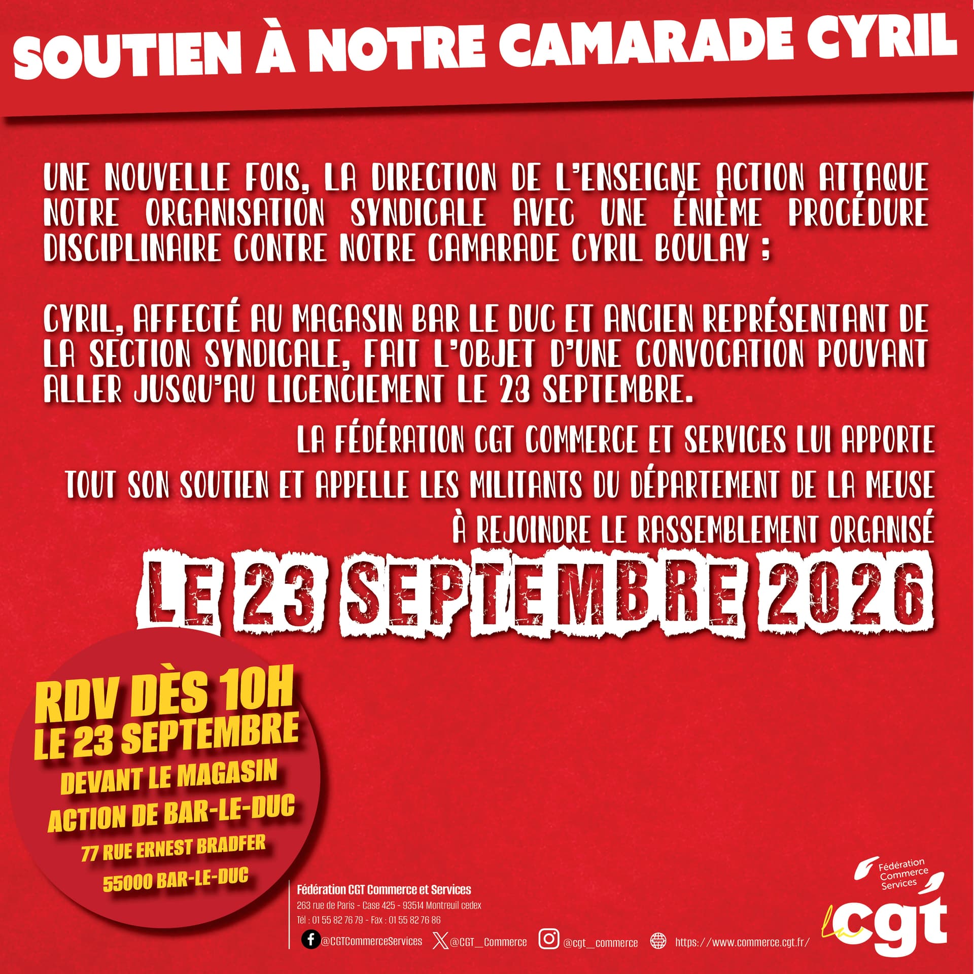 Soutien à notre camarade Cyril