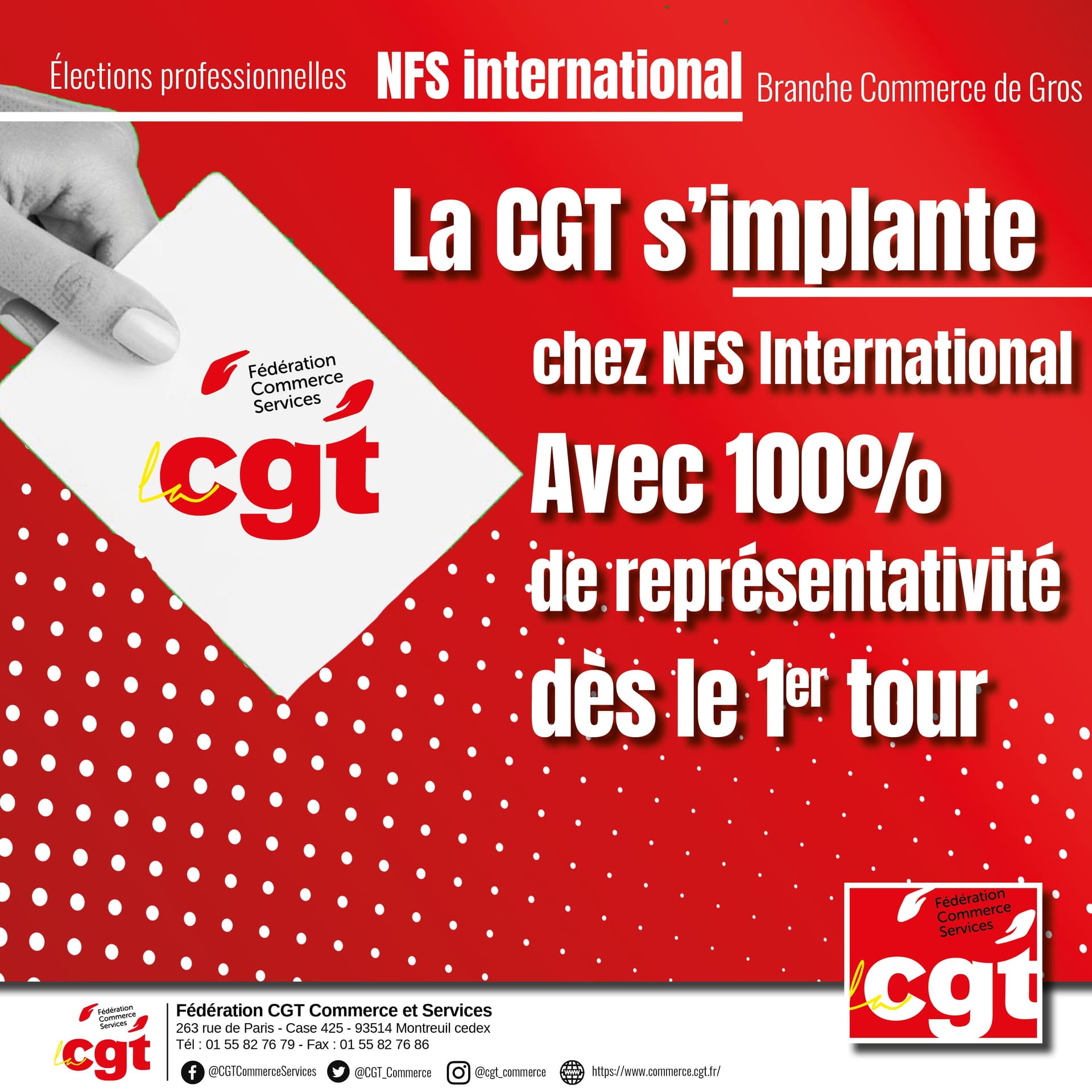 La CGT s'implante chez NFS International avec 100% de représentativité