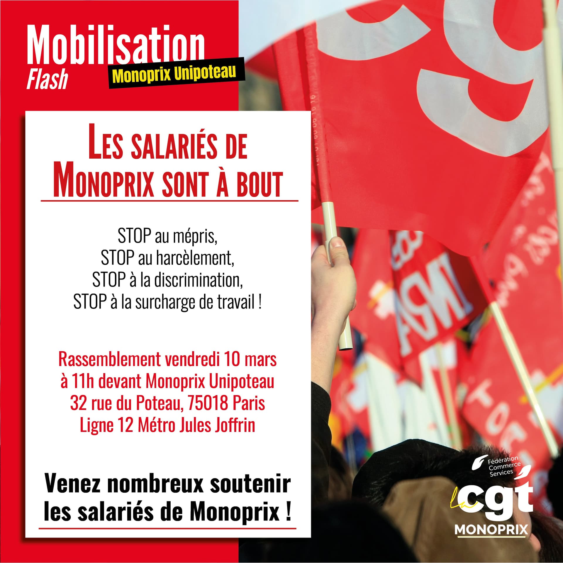 Mobilisation pour les salaires à Monoprix Unipoteau