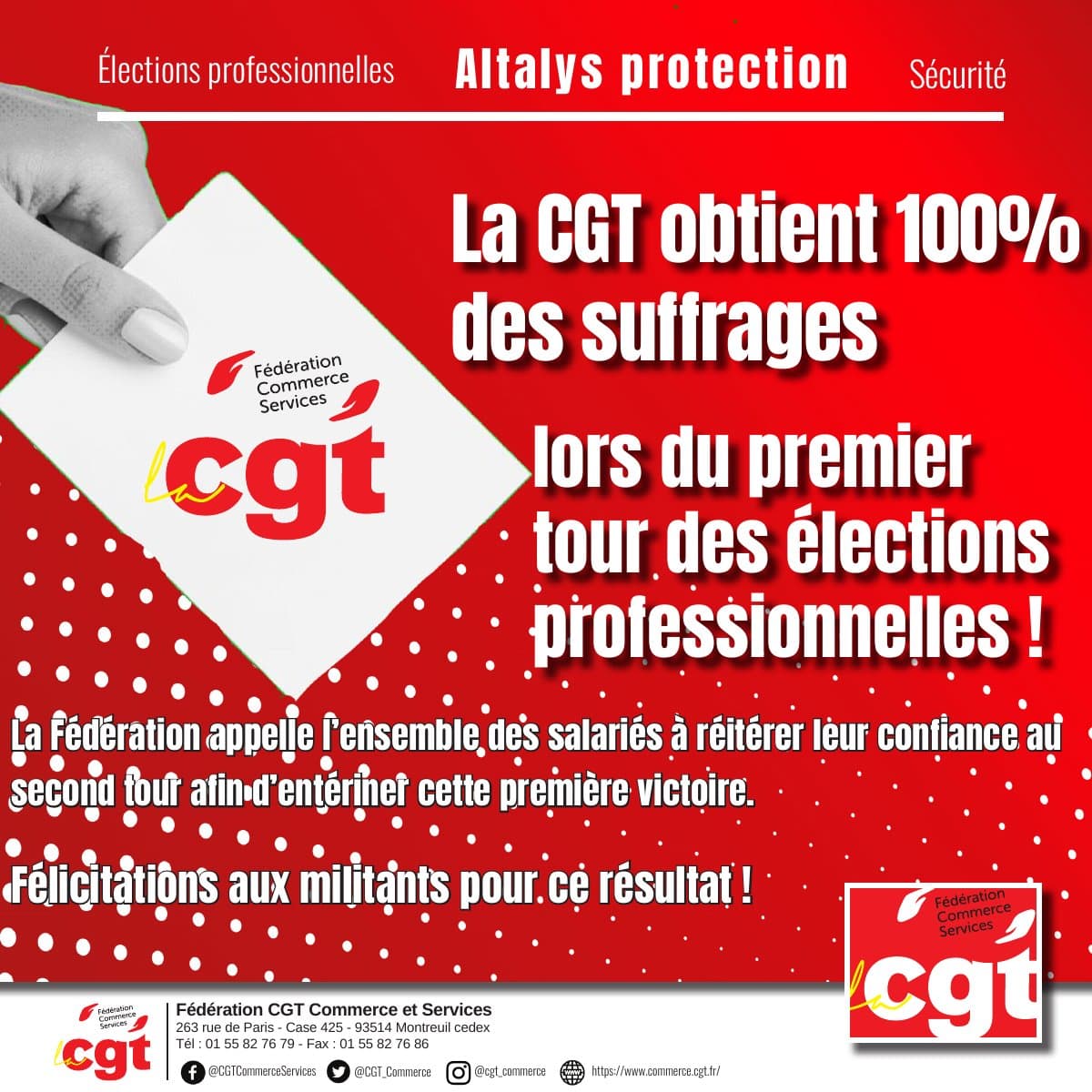 Élections Altalys : la CGT remporte 100% des suffrages