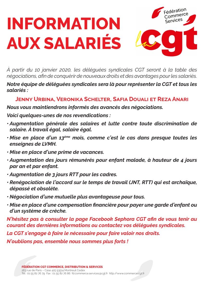 Sephora : la CGT négocie pour de vrais droits !