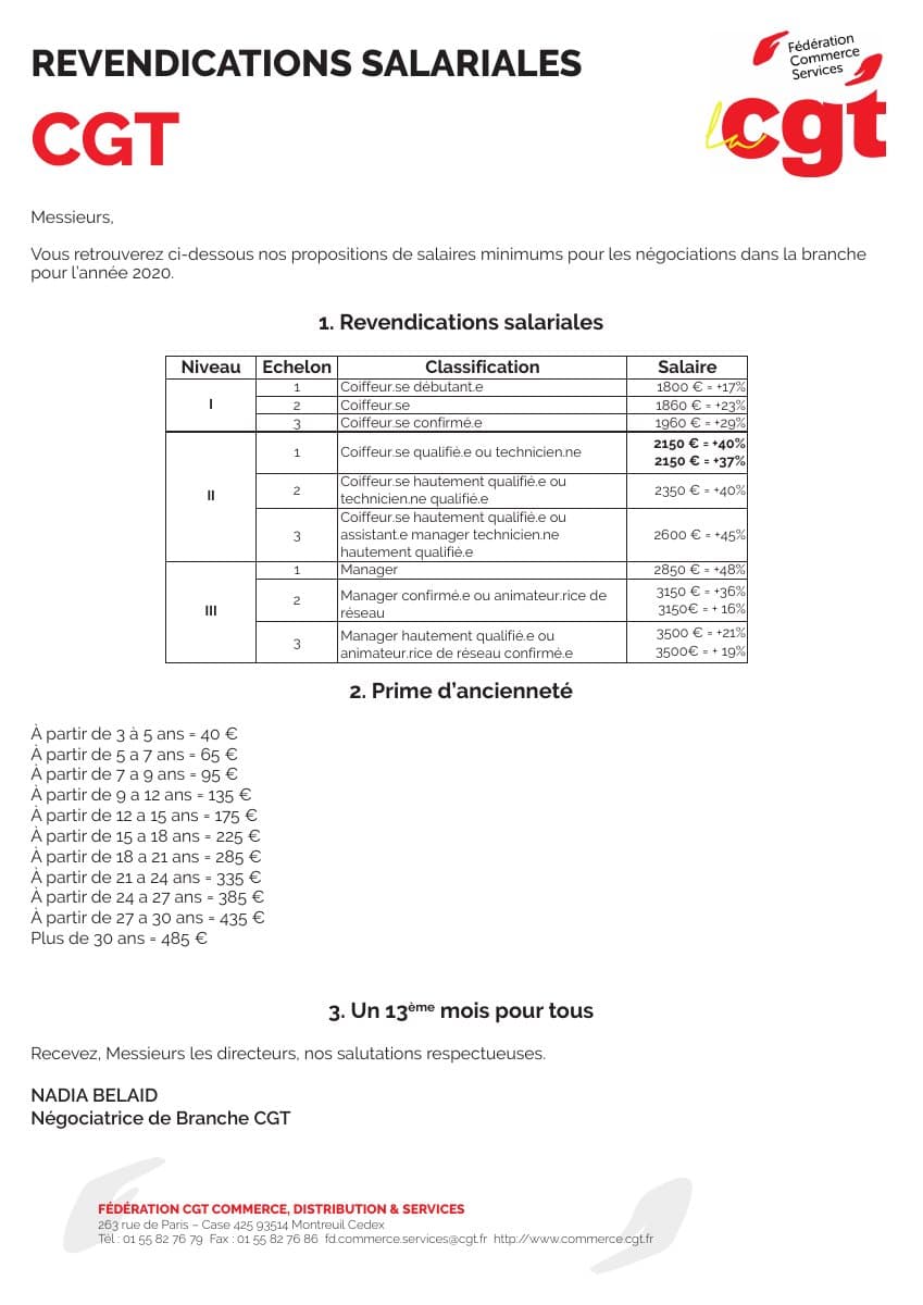 Revendications salariales coiffure 2020 : nos propositions