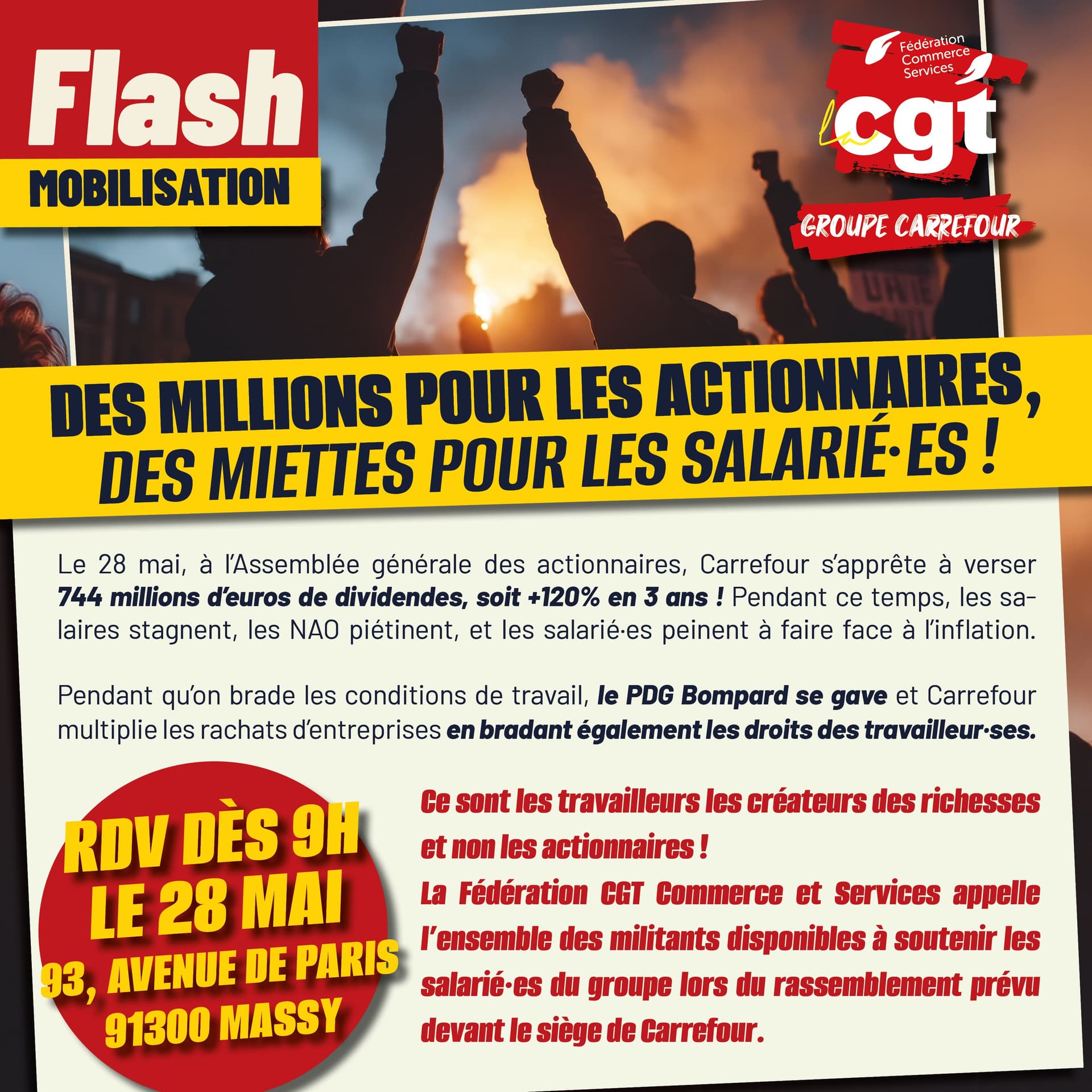 Assemblée des actionnaires : 744 M€ de dividendes, miettes pour les salariés