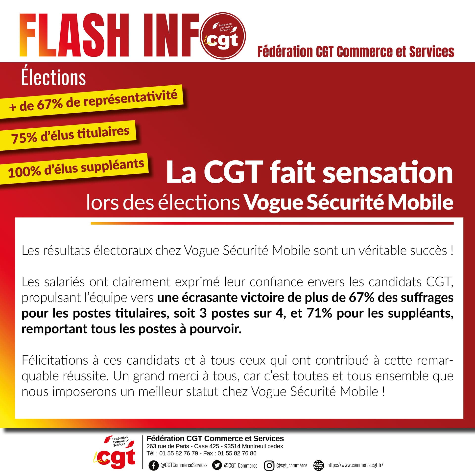 La CGT fait sensation aux élections Vogue Sécurité Mobile