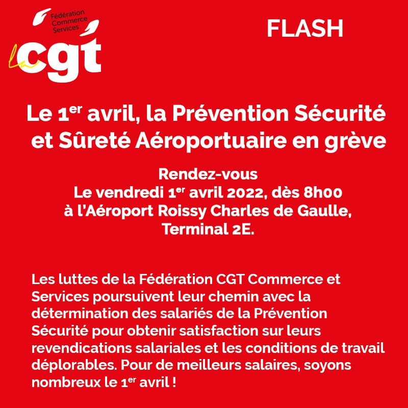 Prévention Sécurité et Sûreté Aéroportuaire en grève le 1er avril