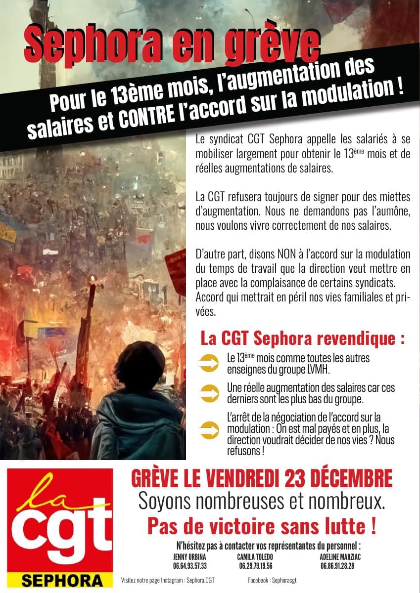 Sephora en grève : 13e mois et contre l'accord sur la modulation