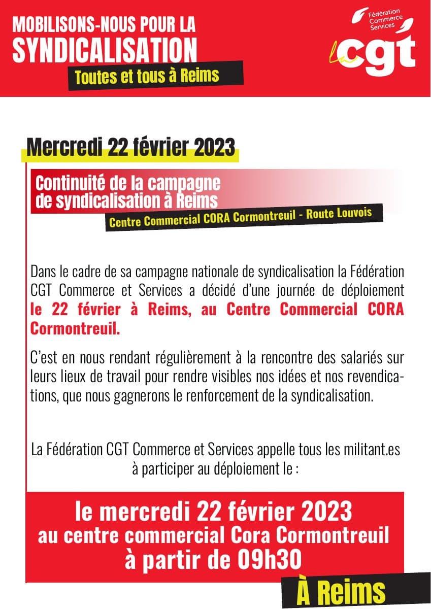 Mobilisons-nous pour la syndicalisation à Reims