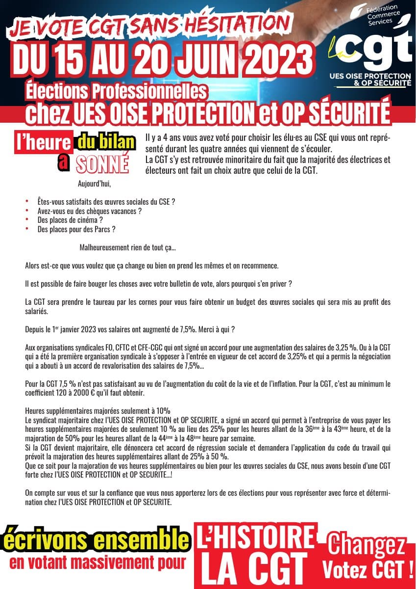 Élections professionnelles : votez CGT le 15-20 juin