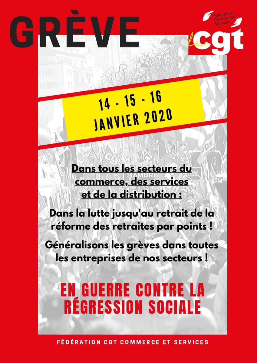 Grève 14-15-16 janvier : contre la réforme des retraites