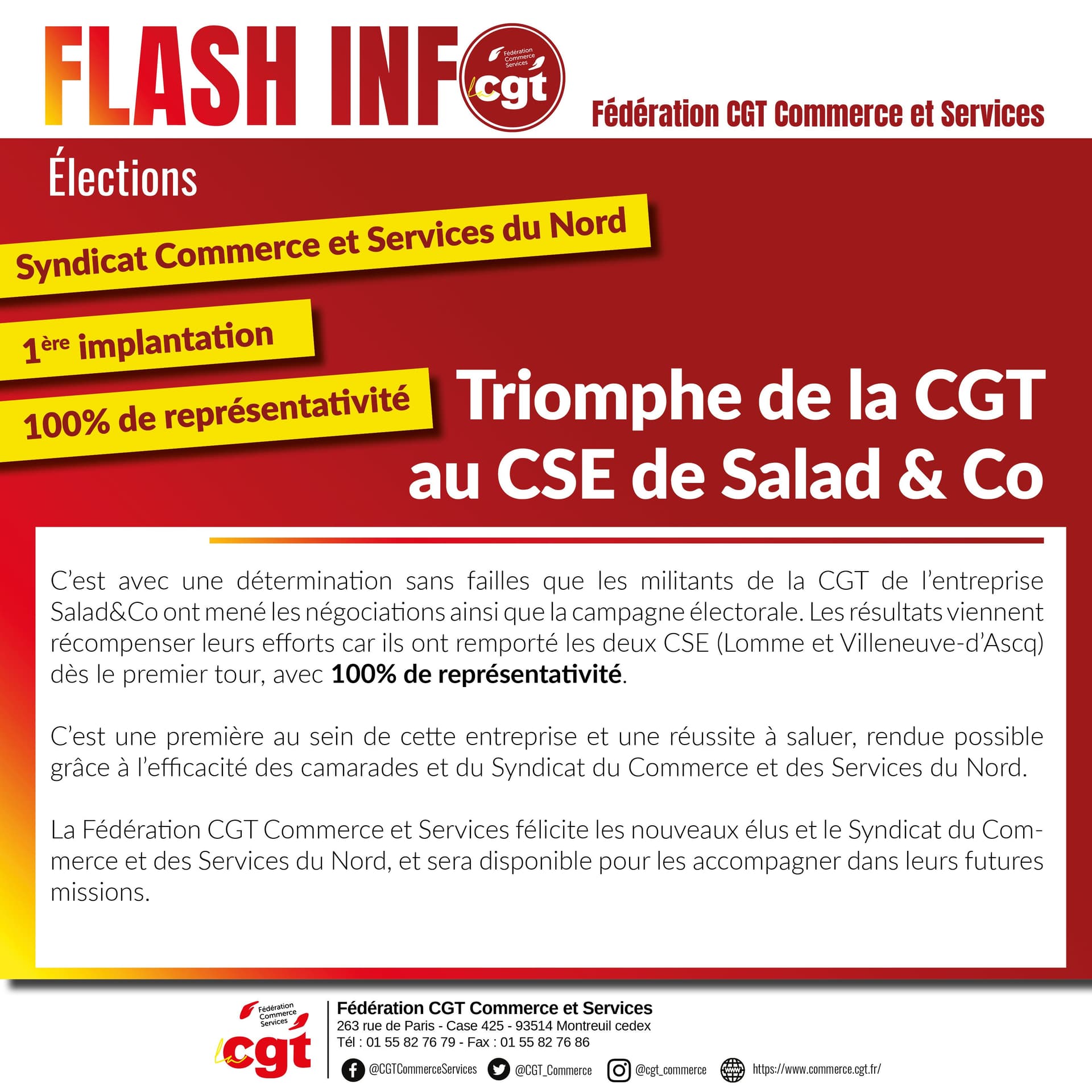 Triomphe de la CGT au CSE de Salad & Co